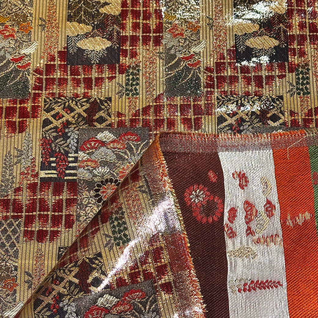 生地 【 金襴 ラミネ ベージュエンジ 】 金襴生地 和柄生地 表面加工