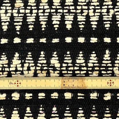 生地 【 ラグ ジャガード 黒ベージュ 】 115cm巾 ジャガード生地 綿ウール生地 厚手生地 織り柄生地