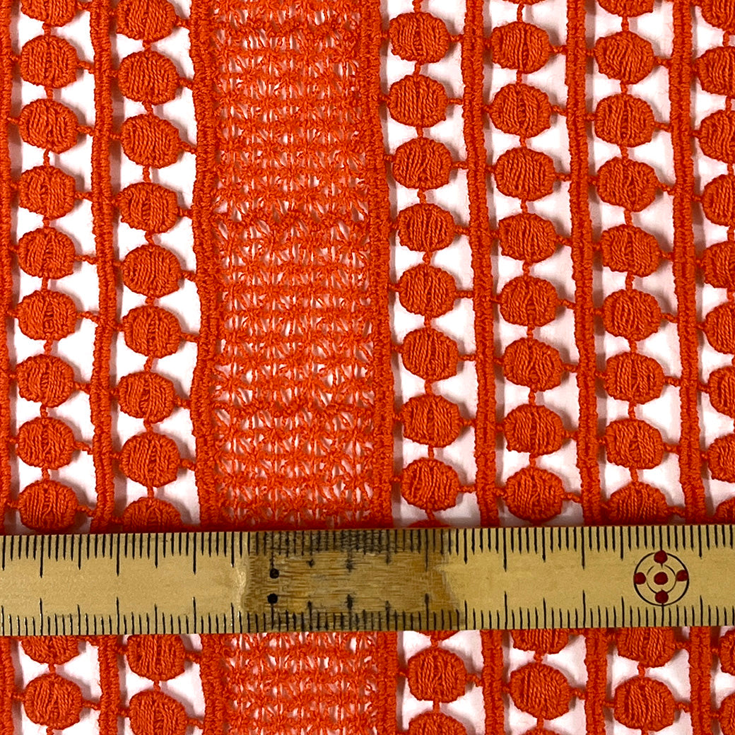 生地 【 綿レース オレンジ 】 レース生地 刺繍 レース刺繍 110cm巾 綿100％ コットン