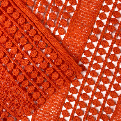 生地 【 綿レース オレンジ 】 レース生地 刺繍 レース刺繍 110cm巾 綿100％ コットン