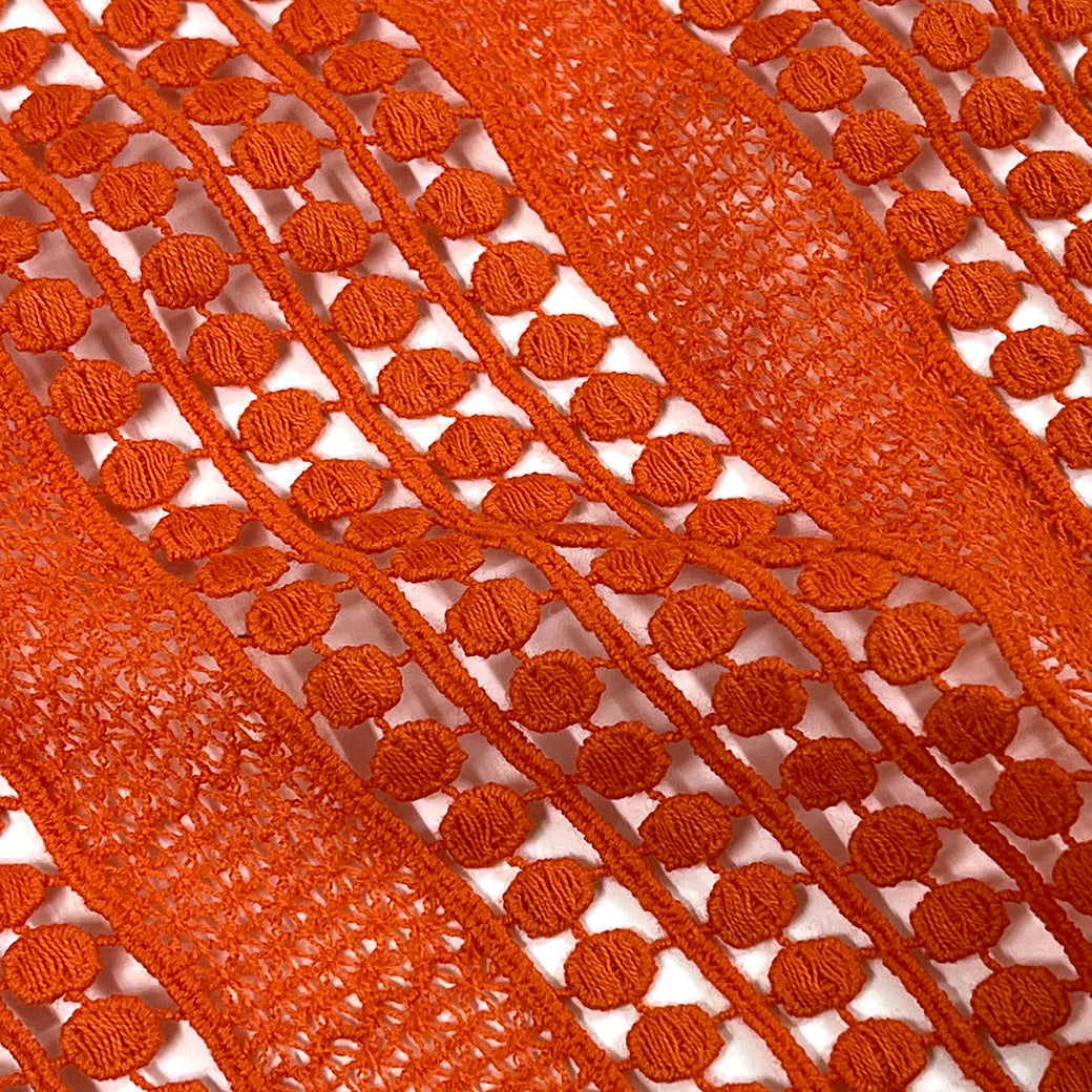 生地 【 綿レース オレンジ 】 レース生地 刺繍 レース刺繍 110cm巾 綿100％ コットン