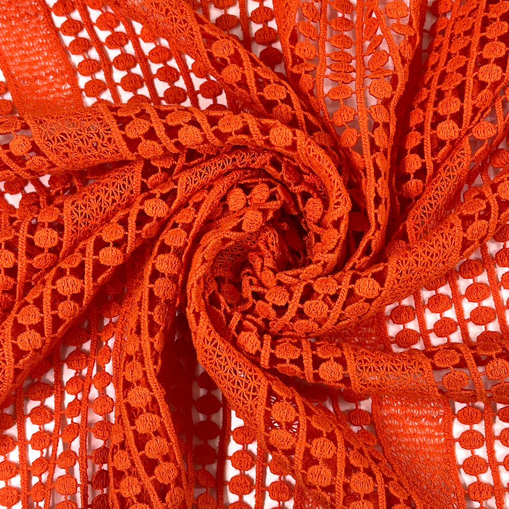 生地 【 綿レース オレンジ 】 レース生地 刺繍 レース刺繍 110cm巾 綿