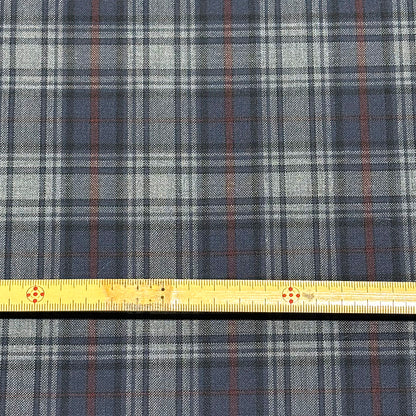 生地 【 梳毛ウール タータン グレーチャコール 】 ウール生地 紡毛ウール チェック 150cm巾 幅広