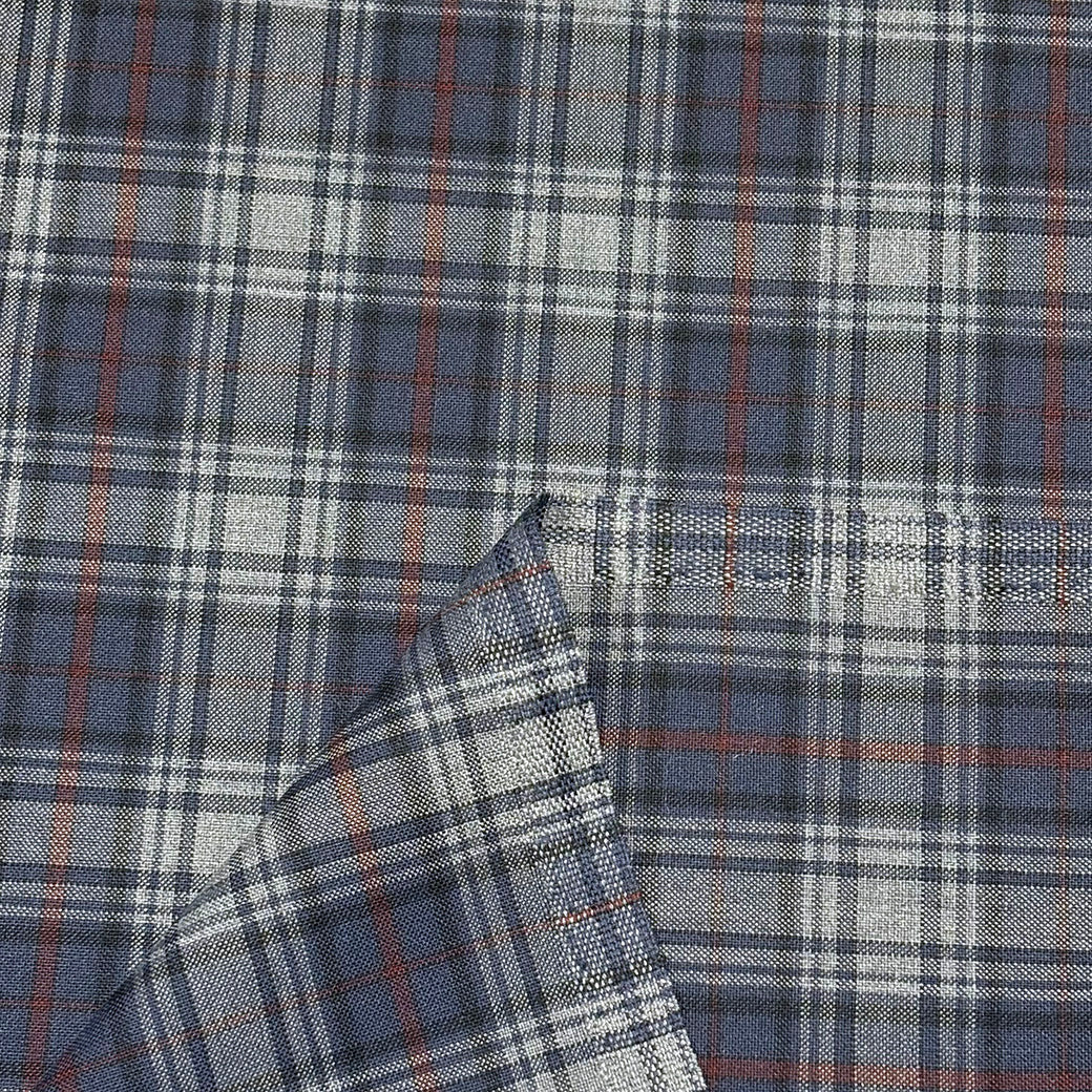 生地 【 梳毛ウール タータン グレーチャコール 】 ウール生地 紡毛ウール チェック 150cm巾 幅広