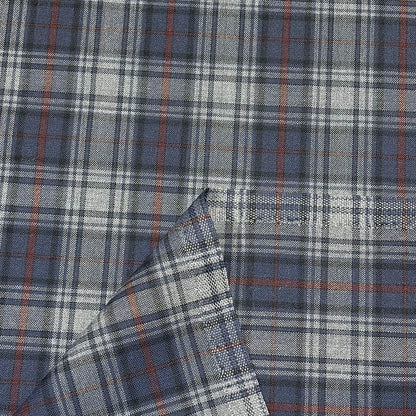 生地 【 梳毛ウール タータン グレーチャコール 】 ウール生地 紡毛ウール チェック 150cm巾 幅広