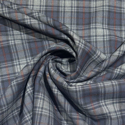 生地 【 梳毛ウール タータン グレーチャコール 】 ウール生地 紡毛ウール チェック 150cm巾 幅広