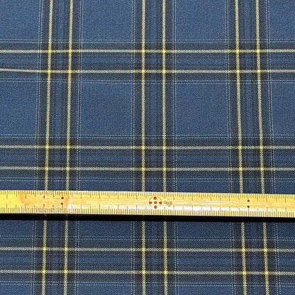 生地 【 梳毛ウール タータン 紺黄 】 ウール生地 紡毛ウール チェック 150cm巾 幅広