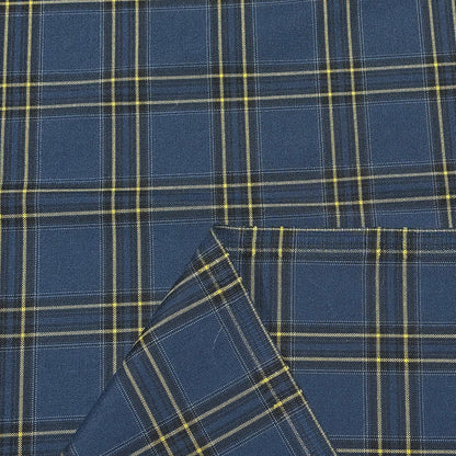 生地 【 梳毛ウール タータン 紺黄 】 ウール生地 紡毛ウール チェック 150cm巾 幅広