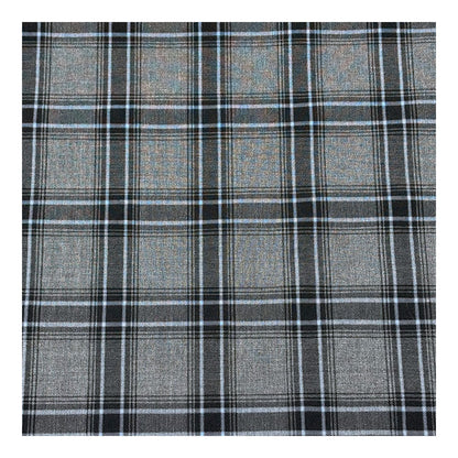 生地 【 梳毛ウール チェック グレースカイ 】 ウール生地 紡毛ウール チェック 150cm巾 幅広