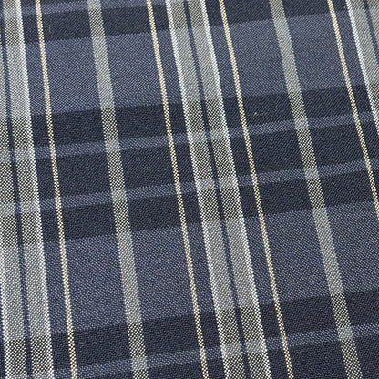 生地 【 梳毛ウール タータン チャコール紺黄 】 ウール生地 紡毛ウール チェック 150cm巾 幅広