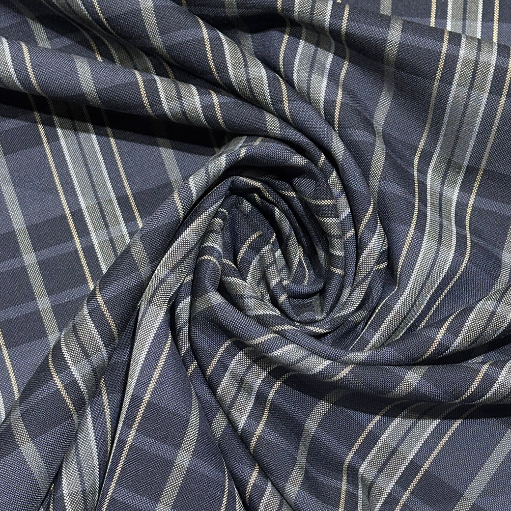 生地 【 梳毛ウール タータン チャコール紺黄 】 ウール生地 紡毛ウール チェック 150cm巾 幅広