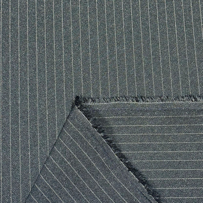 生地 【 梳毛ウール ピンストライプ チャコール 】 ウール生地 紡毛ウール ポリエステル 縦縞 しましま 150cm巾 幅広