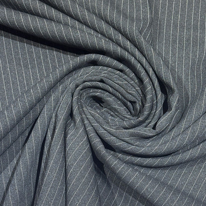 生地 【 梳毛ウール ピンストライプ チャコール 】 ウール生地 紡毛ウール ポリエステル 縦縞 しましま 150cm巾 幅広