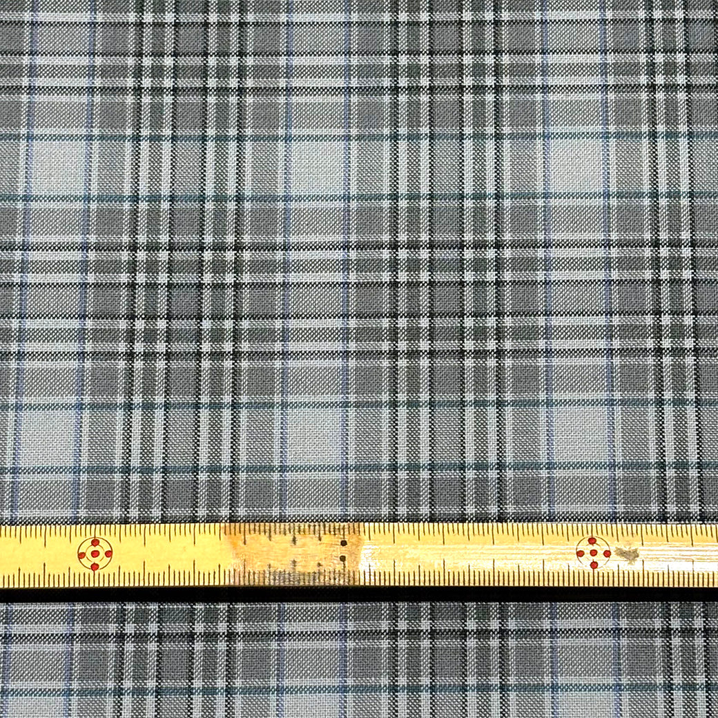 生地 【 梳毛ウール タータン グレー 】 ウール生地 紡毛ウール ポリエステル チェック 150cm巾 幅広