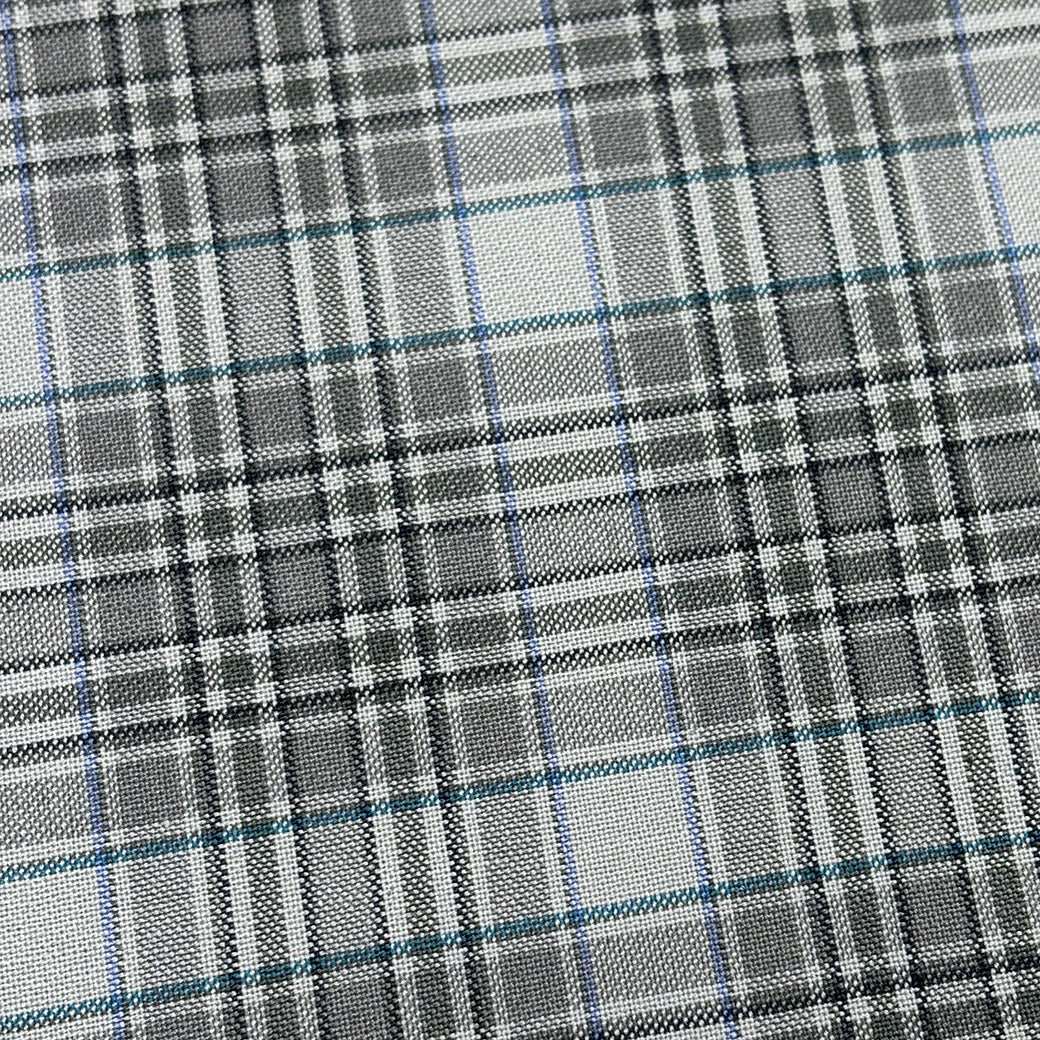 生地 【 梳毛ウール タータン グレー 】 ウール生地 紡毛ウール ポリエステル チェック 150cm巾 幅広