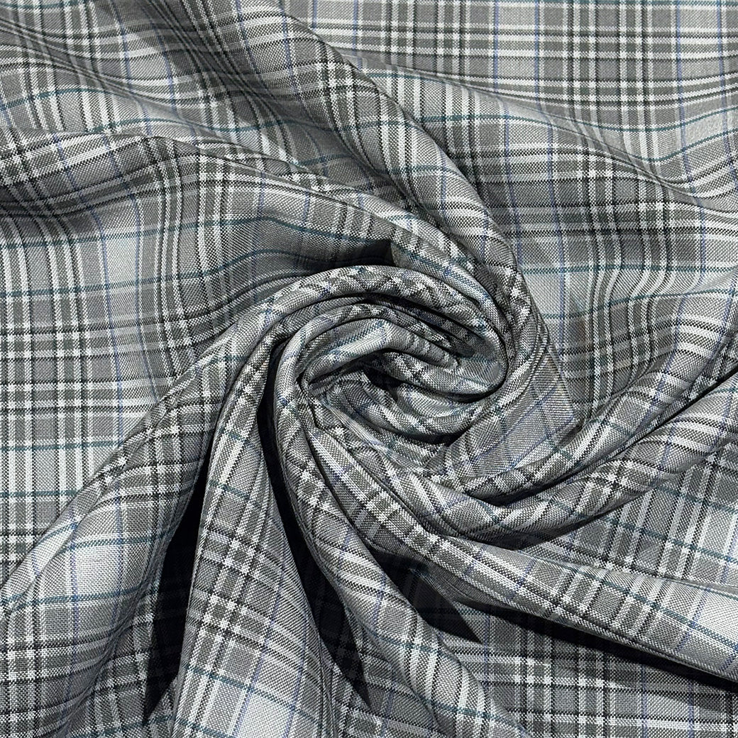 生地 【 梳毛ウール タータン グレー 】 ウール生地 紡毛ウール ポリエステル チェック 150cm巾 幅広