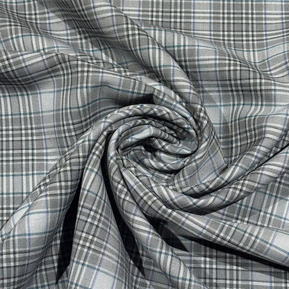 生地 【 梳毛ウール タータン グレー 】 ウール生地 紡毛ウール ポリエステル チェック 150cm巾 幅広