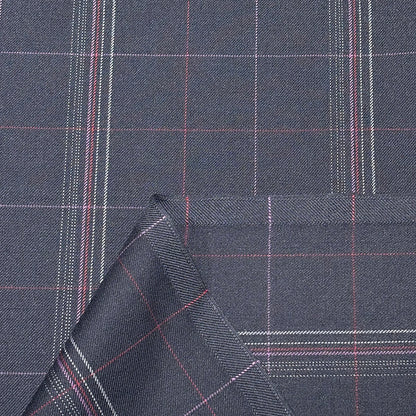 生地 【 梳毛ウール チェック 紺紫 】 ウール生地 紡毛ウール ポリエステル チェック 150cm巾 幅広