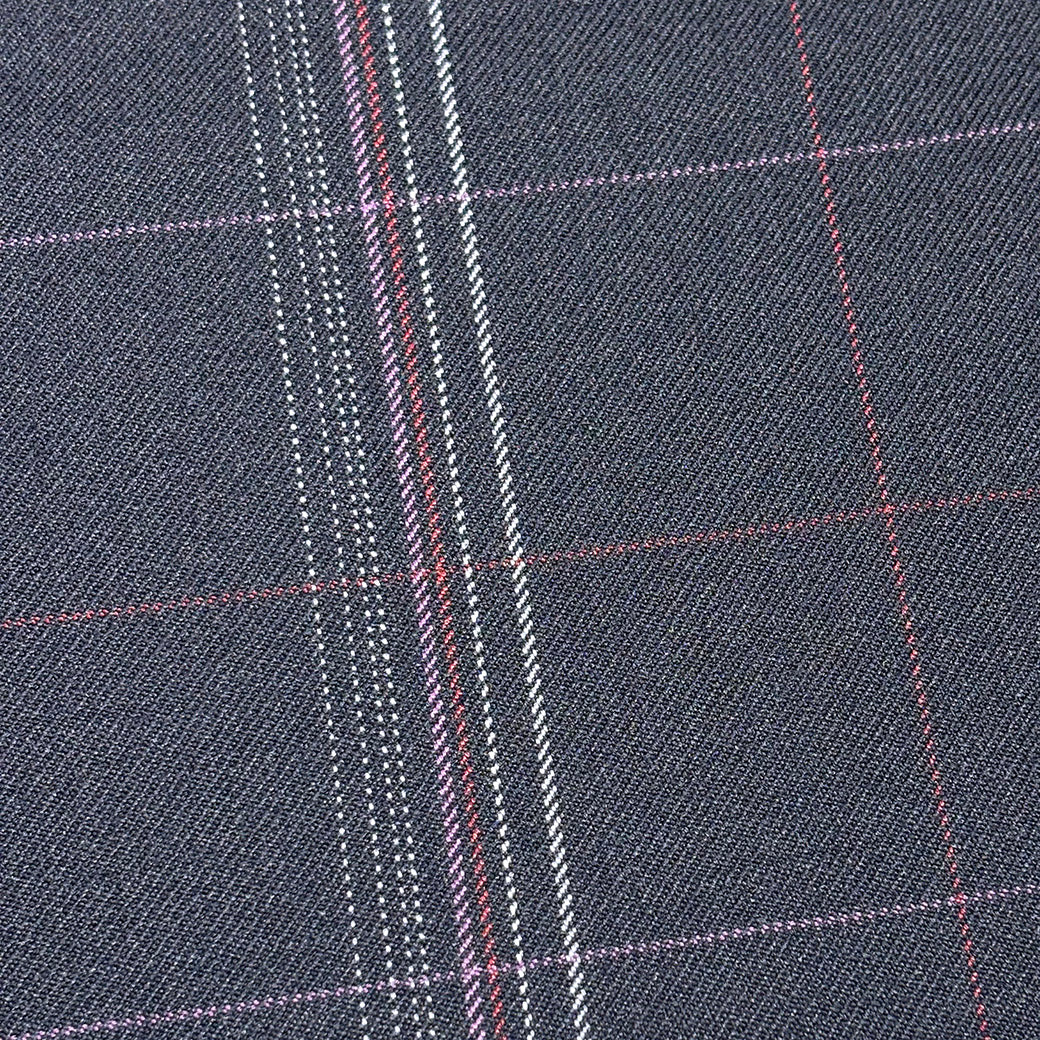 生地 【 梳毛ウール チェック 紺紫 】 ウール生地 紡毛ウール ポリエステル チェック 150cm巾 幅広