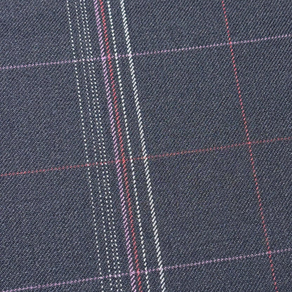 生地 【 梳毛ウール チェック 紺紫 】 ウール生地 紡毛ウール ポリエステル チェック 150cm巾 幅広