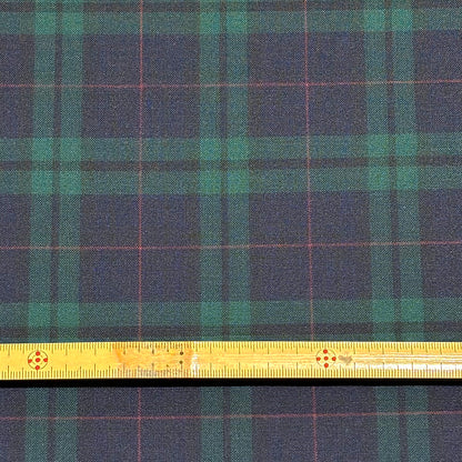 生地 【 梳毛ウール タータン 紺緑赤 】 ウール生地 紡毛ウール ポリエステル チェック 150cm巾 幅広