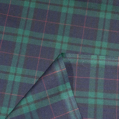 生地 【 梳毛ウール タータン 紺緑赤 】 ウール生地 紡毛ウール ポリエステル チェック 150cm巾 幅広