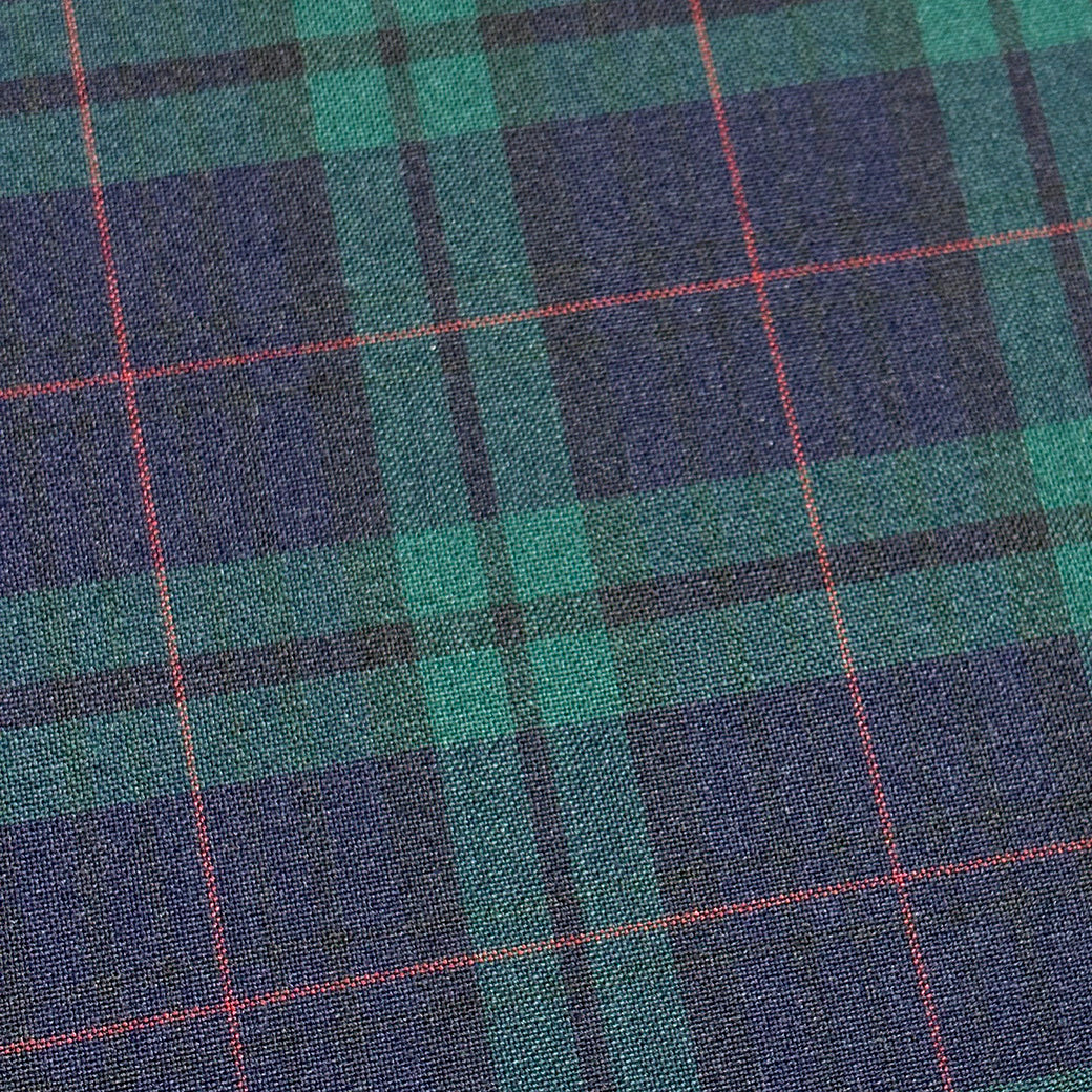 生地 【 梳毛ウール タータン 紺緑赤 】 ウール生地 紡毛ウール ポリエステル チェック 150cm巾 幅広