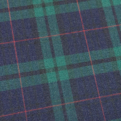 生地 【 梳毛ウール タータン 紺緑赤 】 ウール生地 紡毛ウール ポリエステル チェック 150cm巾 幅広