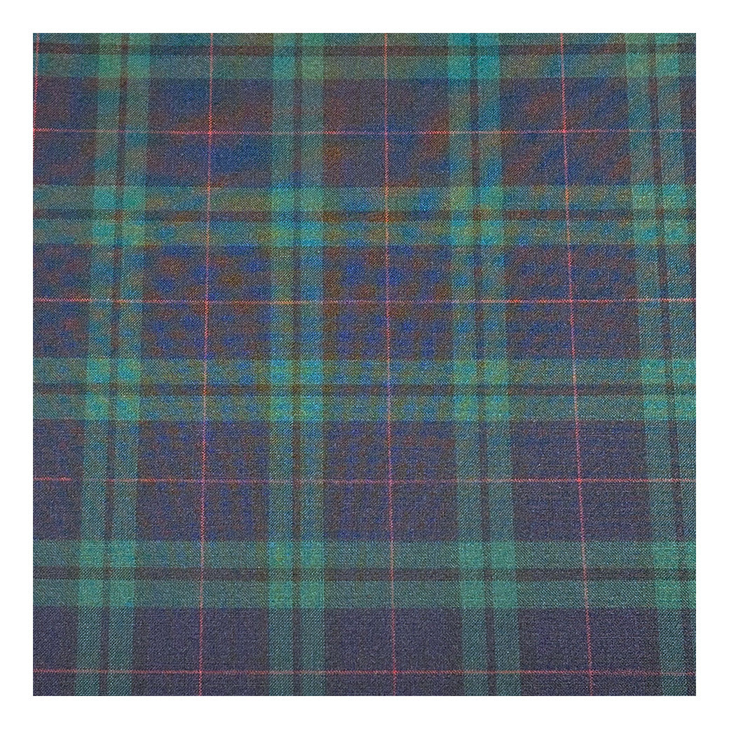 生地 【 梳毛ウール タータン 紺緑赤 】 ウール生地 紡毛ウール ポリエステル チェック 150cm巾 幅広