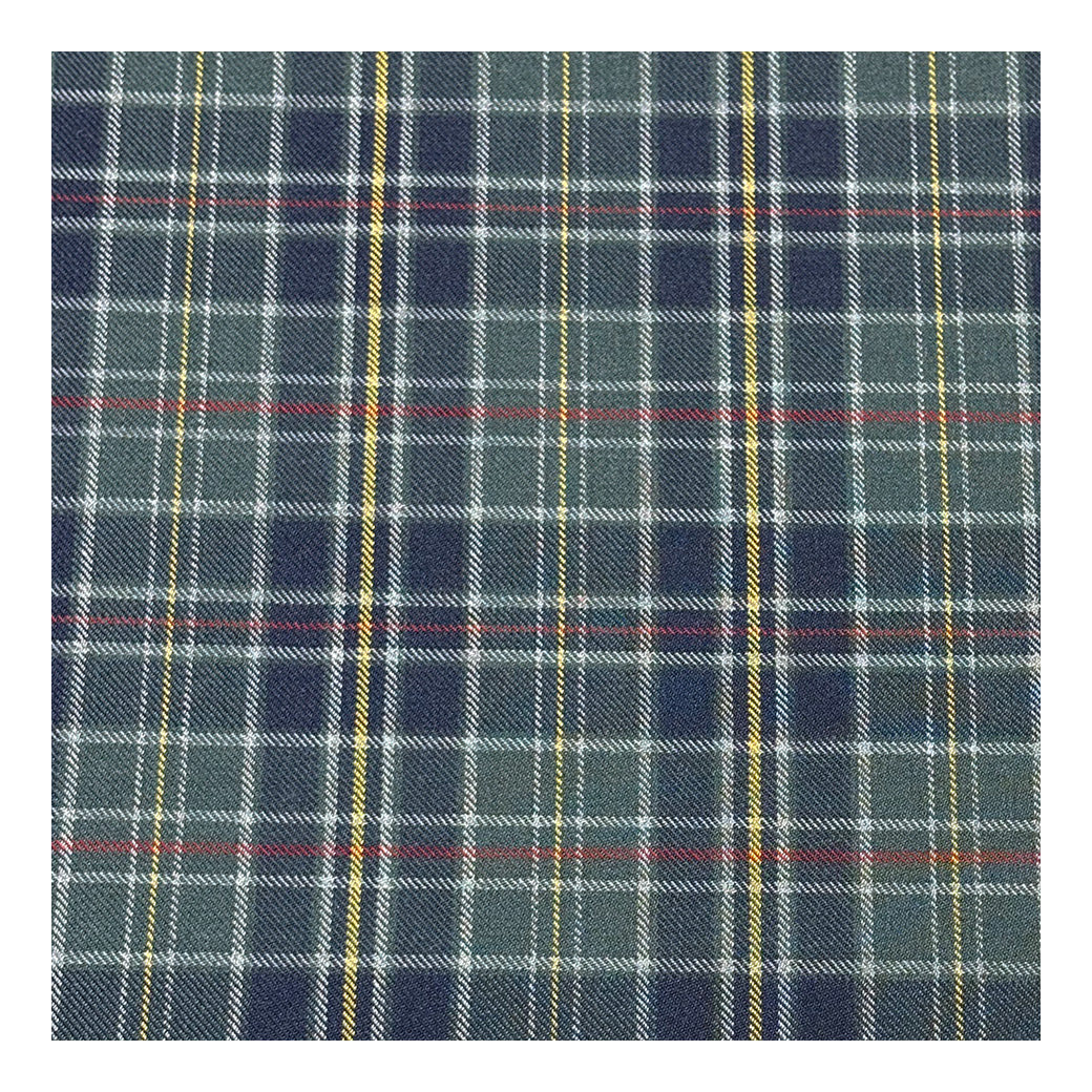 生地 【 梳毛ウール チェック カーキ紺黄 】 ウール生地 紡毛ウール ポリエステル チェック 150cm巾 幅広