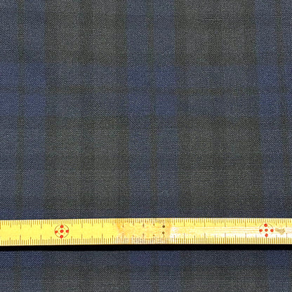 生地 【 梳毛ウール チェック スミ黒紺 】 ウール生地 紡毛ウール ポリエステル チェック 150cm巾 幅広