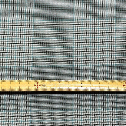 生地 【 梳毛ウール チェック ミントグレー 】 ウール生地 紡毛ウール ポリエステル チェック 150cm巾 幅広