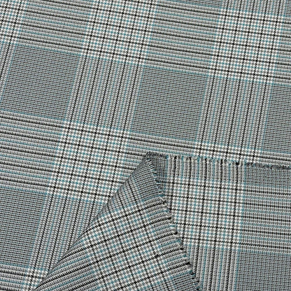 生地 【 梳毛ウール チェック ミントグレー 】 ウール生地 紡毛ウール ポリエステル チェック 150cm巾 幅広