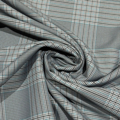 生地 【 梳毛ウール チェック ミントグレー 】 ウール生地 紡毛ウール ポリエステル チェック 150cm巾 幅広