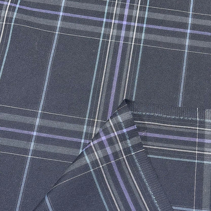 生地 【 梳毛ウール タータン 濃紺青紫 】 ウール生地 紡毛ウール ポリエステル チェック 150cm巾 幅広