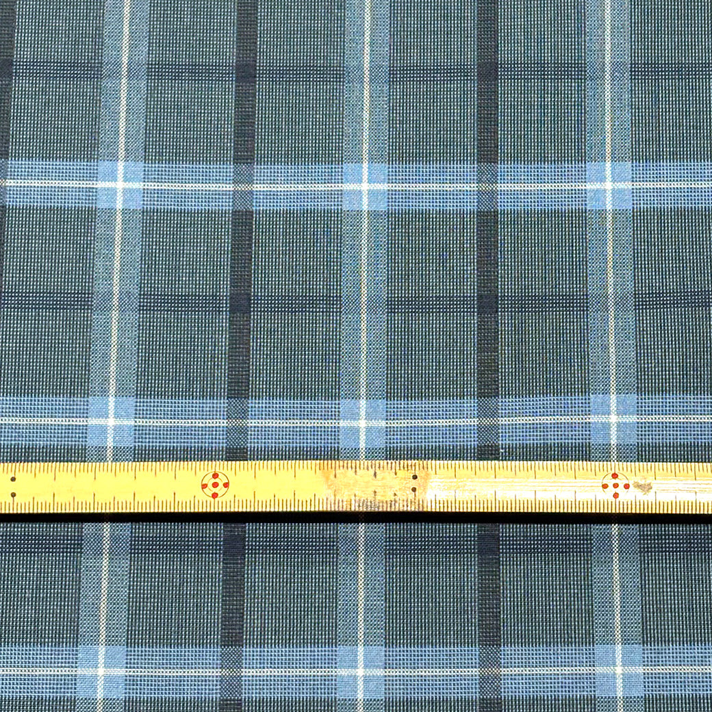 生地 【 梳毛ウール チェック ブルーグレー 】 ウール生地 紡毛ウール ポリエステル チェック 150cm巾 幅広