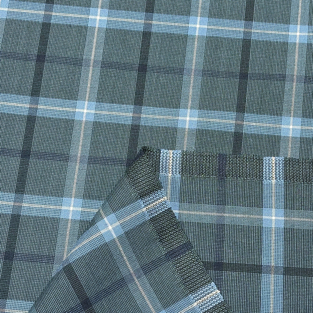 生地 【 梳毛ウール チェック ブルーグレー 】 ウール生地 紡毛ウール ポリエステル チェック 150cm巾 幅広