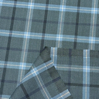 生地 【 梳毛ウール チェック ブルーグレー 】 ウール生地 紡毛ウール ポリエステル チェック 150cm巾 幅広