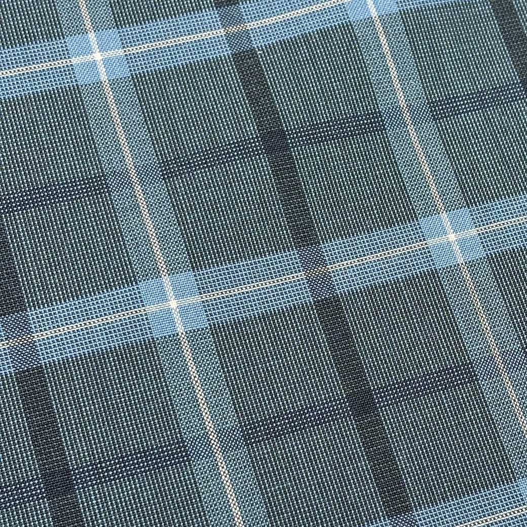 生地 【 梳毛ウール チェック ブルーグレー 】 ウール生地 紡毛ウール ポリエステル チェック 150cm巾 幅広