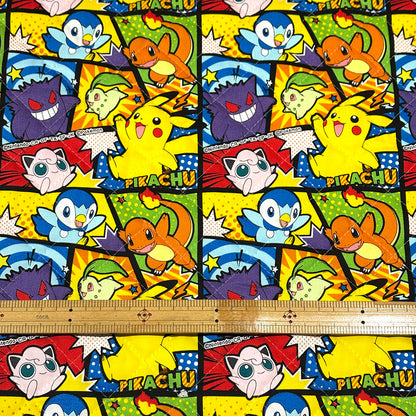生地 【 ポケモンキルト カラフル 】 キルティング生地 コミック柄 105cm巾 綿100％ 綿プリント