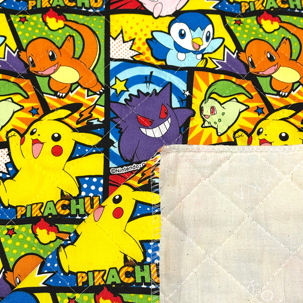 生地 【 ポケモンキルト カラフル 】 キルティング生地 コミック柄 105cm巾 綿100％ 綿プリント