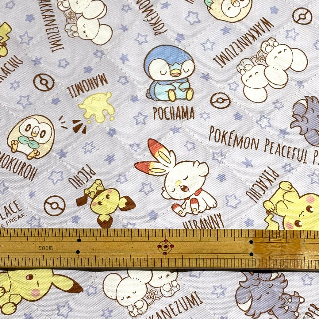 生地 【 ポケピース キルト 薄紫 】 ポケモン ポケットモンスター 105cm巾 コットン 綿100％ キルティング生地 キャラクター 総柄