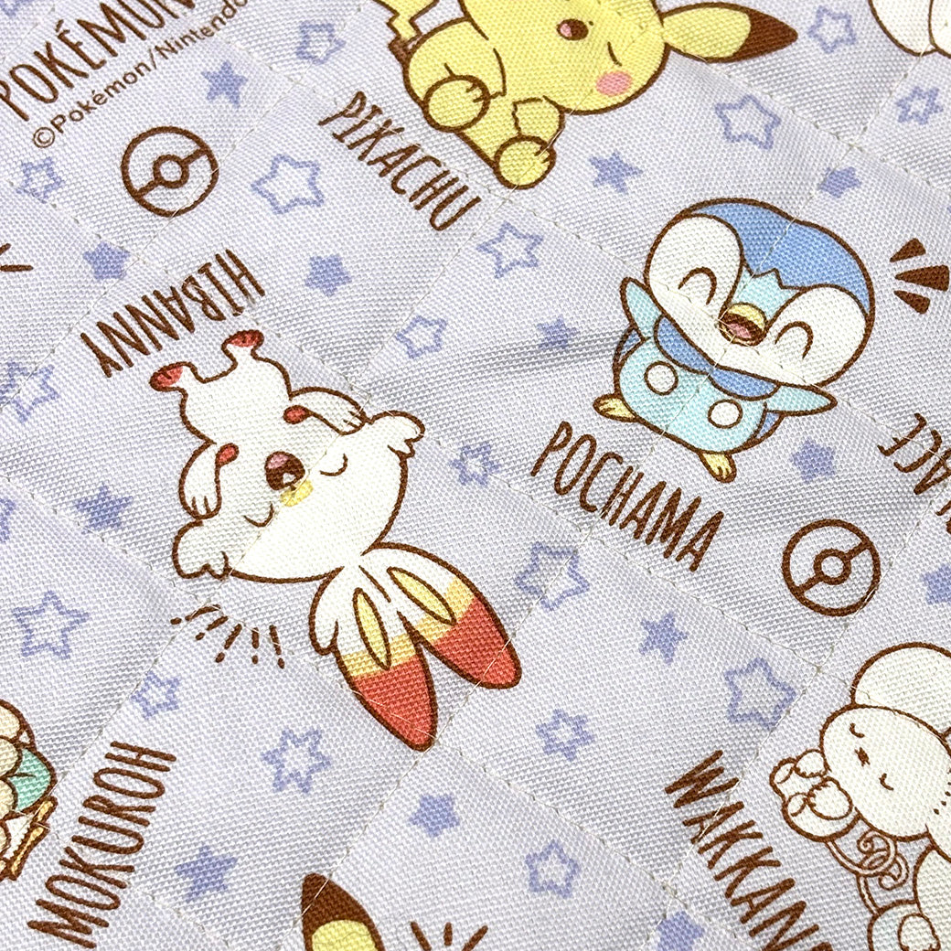 生地 【 ポケピース キルト 薄紫 】 ポケモン ポケットモンスター 105cm巾 コットン 綿100％ キルティング生地 キャラクター 総柄