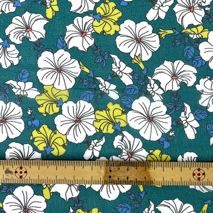 生地 【 75Dシフォン 花柄 グリーン】 花柄生地 シフォン生地 ペチュニア レトロフラワー アンティーク調