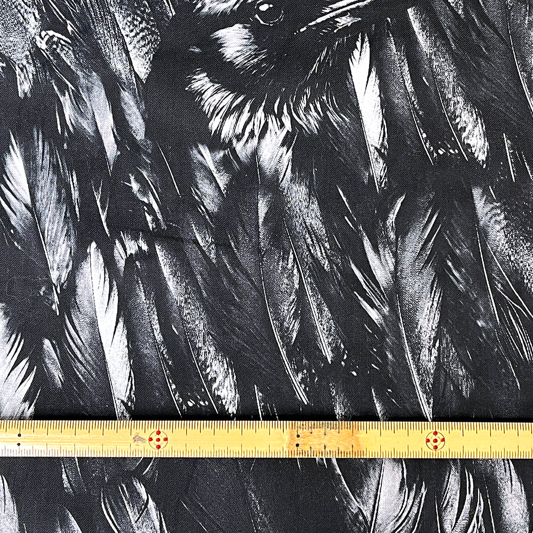 生地 【 インクジェット カラス 黒 】 110cm巾 インクジェットプリント生地 コットン生地 綿100％ 鳥柄