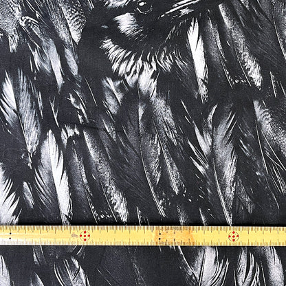 生地 【 インクジェット カラス 黒 】 110cm巾 インクジェットプリント生地 コットン生地 綿100％ 鳥柄