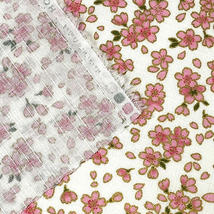 生地 【 和柄ドビー 桜 白】 ドビー織り 112cm巾 綿 コットン100％