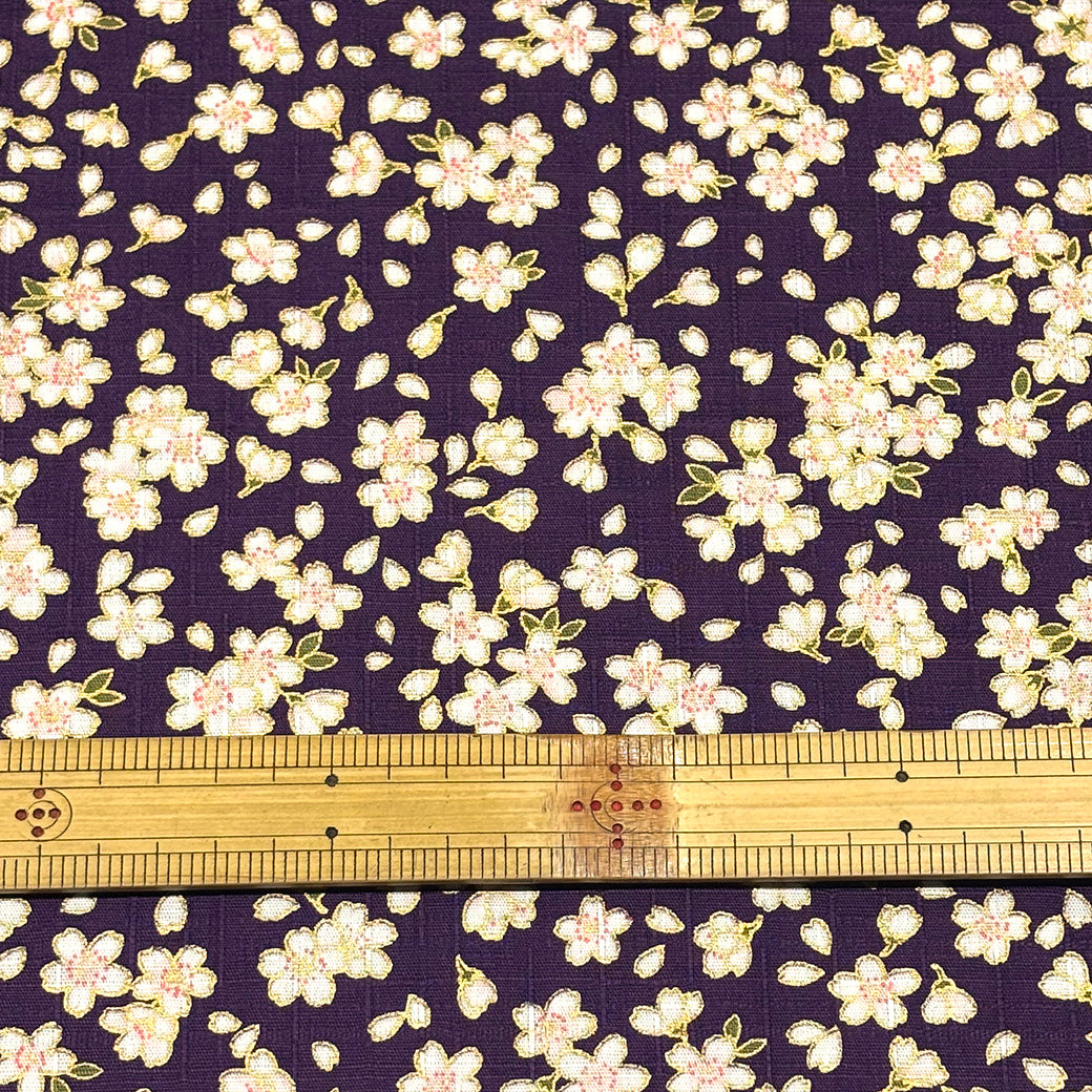 生地 【 和柄ドビー 桜 紫】 ドビー織り 112cm巾 綿 コットン100％ 甚平 浴衣 ゆかた じんべえ