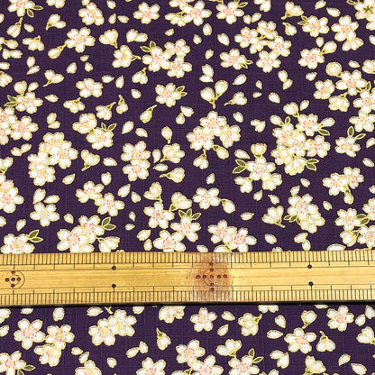生地 【 和柄ドビー 桜 紫】 ドビー織り 112cm巾 綿 コットン100％ 甚平 浴衣 ゆかた じんべえ