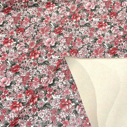 生地 【 小花 合皮 ホワイトピンク 】 137cm巾 合皮生地 フェイクレザー 花柄生地